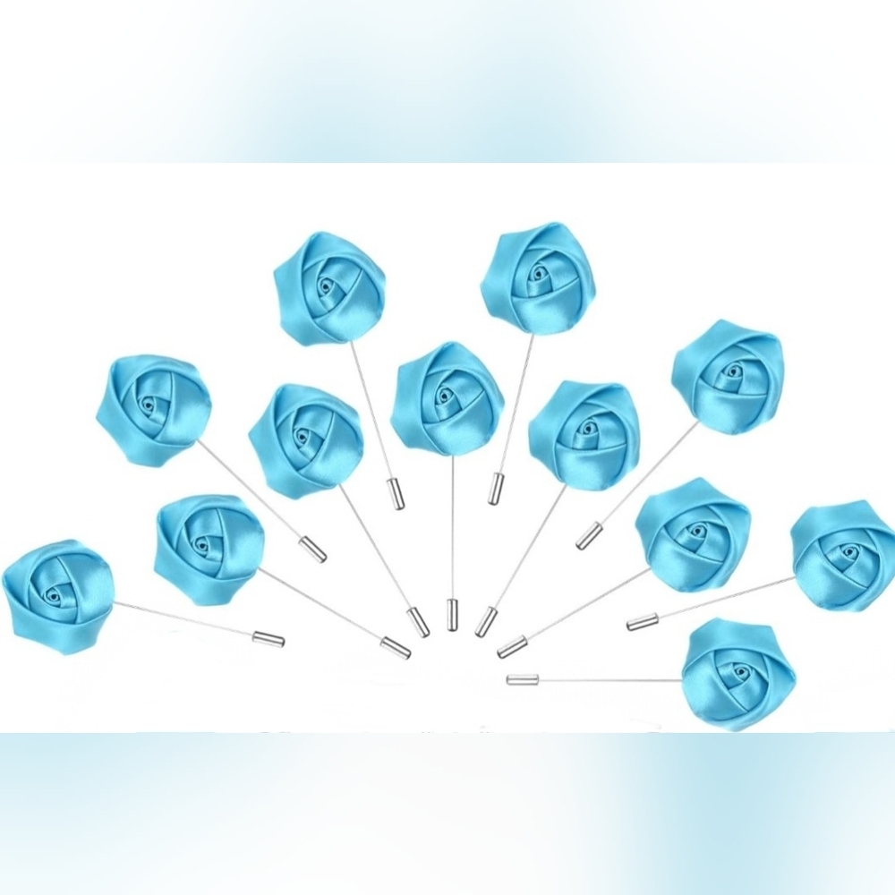 12pk Flower Lapel Pins for Men, Rose Boutonnieres